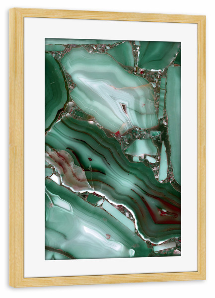 Poster mit Rahmen kiefer "Green Marble Malachite" artboxONE - Marmor - Malachite,Agate,Gemstone