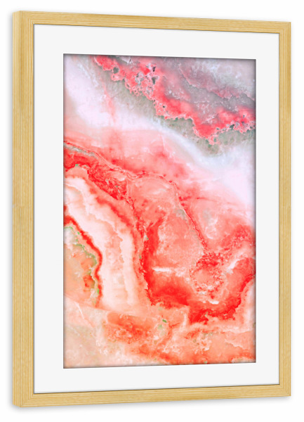 Poster mit Rahmen kiefer "Orange White Agate" artboxONE - Marmor - Agate,Marble,Gemstone