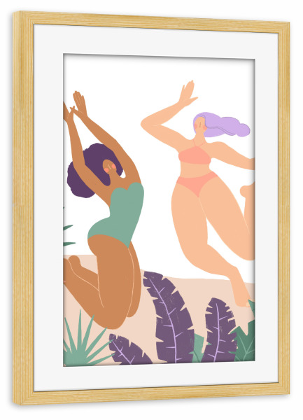 Poster mit Rahmen kiefer "Girls at Summer Beach" artboxONE - Abstrakt,Fashion - Girls,Summer,Beach