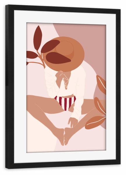 Poster mit Rahmen schwarz "Summer Girl At Beach" artboxONE - Fashion - Woman,Minimalism,Modern