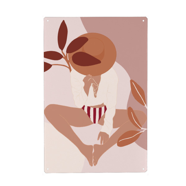 Metall Poster "Summer Girl At Beach" artboxONE - Fashion - Woman,Minimalism,Modern - Blechschild