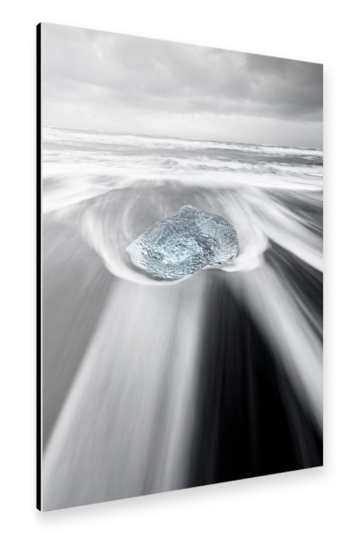 Alu-Dibond "Island - Eisblock in der Brandung" 30x20 cm artboxONE