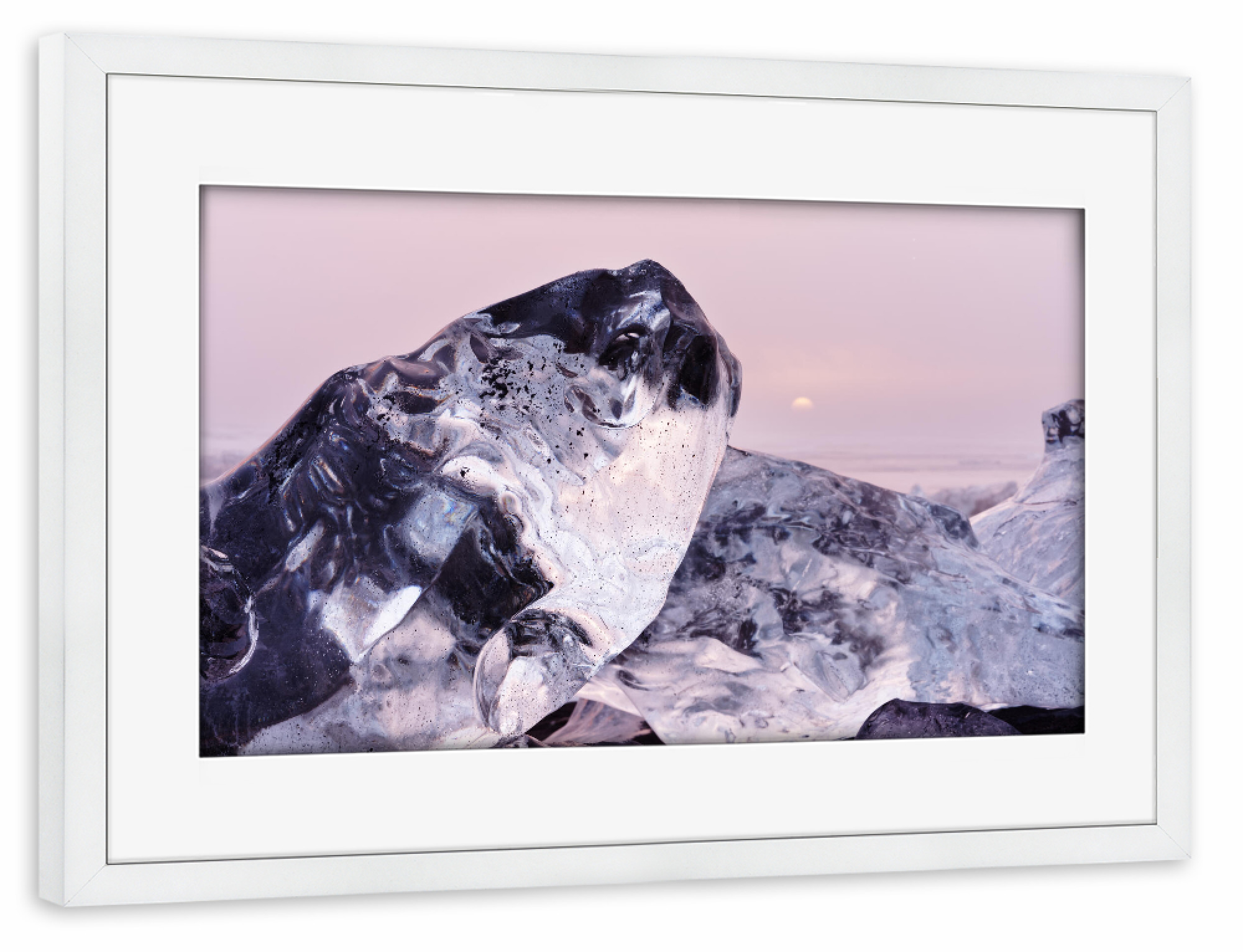 Poster mit Rahmen weiß "Eisblöcke im Abendlicht" artboxONE - Natur,Reise,Reise / Strand und Meer