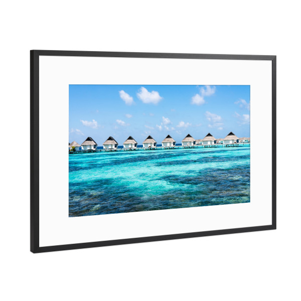 Poster mit Rahmen Schwarz (Metallic) "Blaue Lagune - Malediven" artboxONE - Natur,Reise,Reise / Strand und Meer
