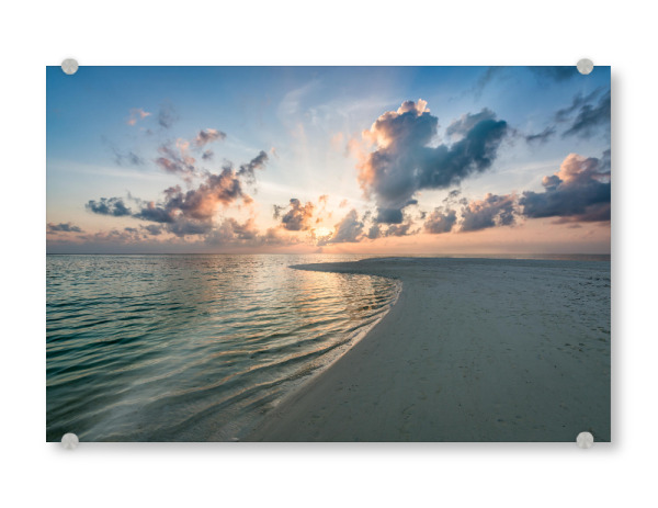 Acrylglasbild "Sonnenuntergang auf den Malediven" artboxONE - Natur,Reise / Strand und Meer,Buchstaben / M