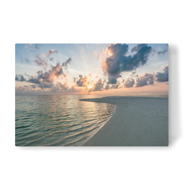Leinwandbild "Sonnenuntergang auf den Malediven" artboxONE - Natur,Reise / Strand und Meer,Buchstaben / M