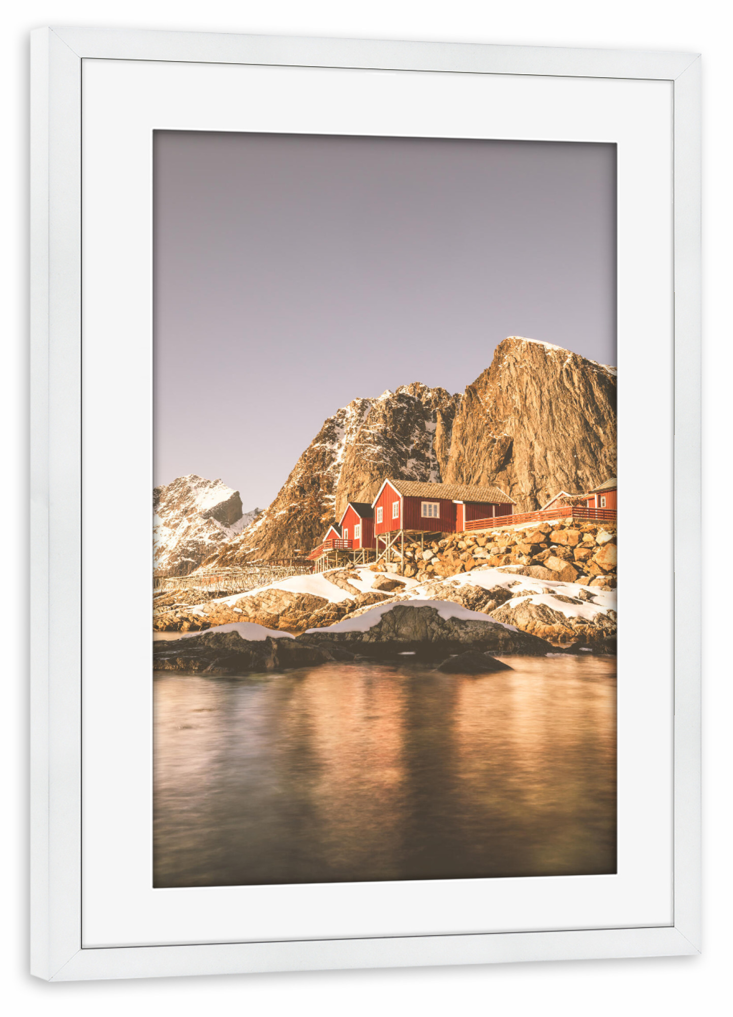 Poster mit Rahmen weiß "Lofoteninsel" artboxONE - Reise - Lofoten,Norwegen,Skandinavien fischerdorf
