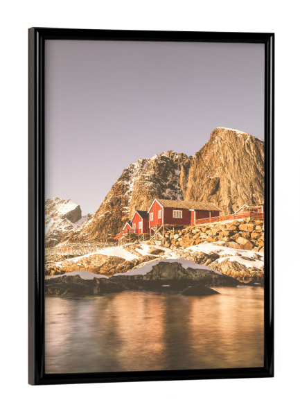 Poster mit schwarzem Rahmen "Lofoteninsel" artboxONE - Reise - Lofoten,Norwegen,Skandinavien fischerdorf