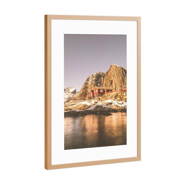 Poster mit Rahmen Kupfer "Lofoteninsel" artboxONE - Reise - Lofoten,Norwegen,Skandinavien fischerdorf