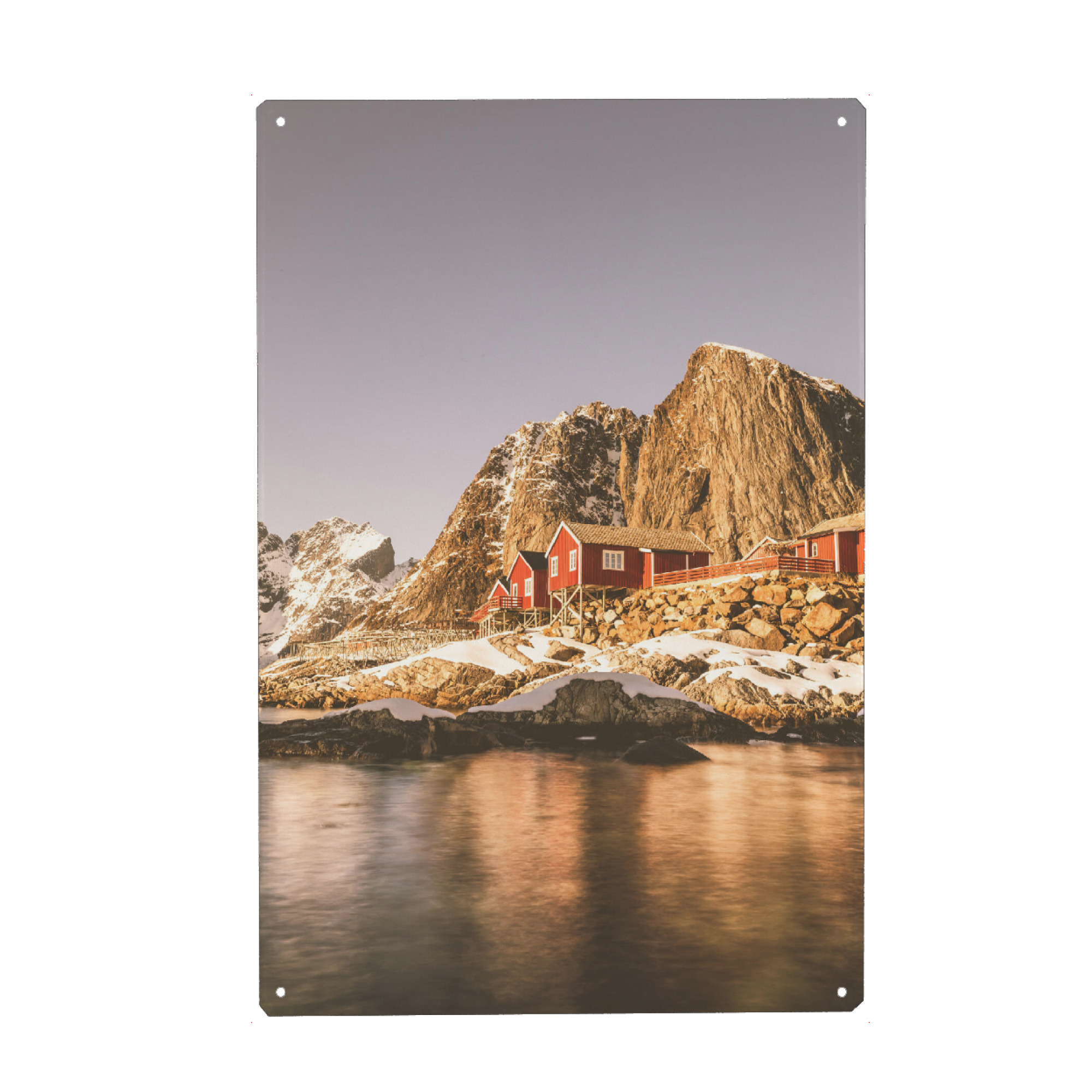 Metall Poster "Lofoteninsel" artboxONE - Reise - Lofoten,Norwegen,Skandinavien fischerdorf - Blechschild