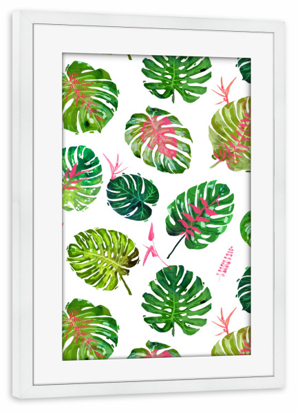 Poster mit Rahmen weiß "Monstera Love-II" artboxONE - Natur