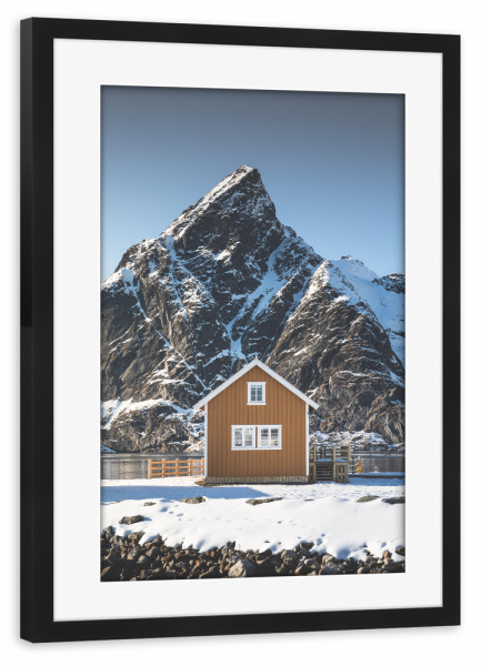 Poster mit Rahmen schwarz "Lofoten Cabin" artboxONE - Reise - Lofoten,Hütte,Norwegen