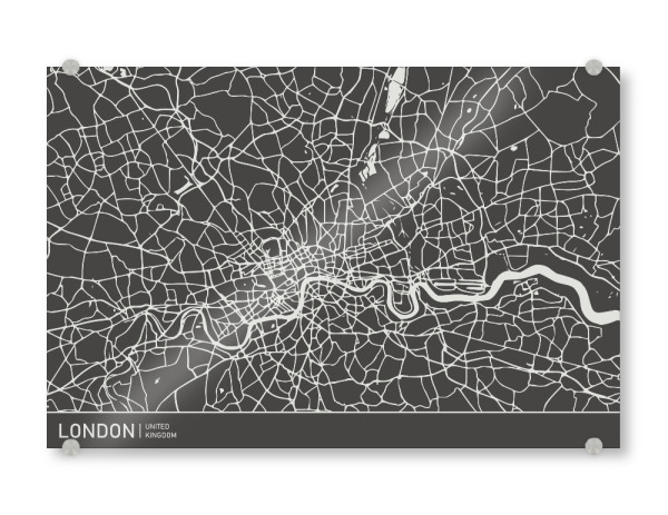 Acrylglasbild "London white black" artboxONE - Städte,Städte / London,Kartografie - London,City,Map,Black,Minimal,United kingdom