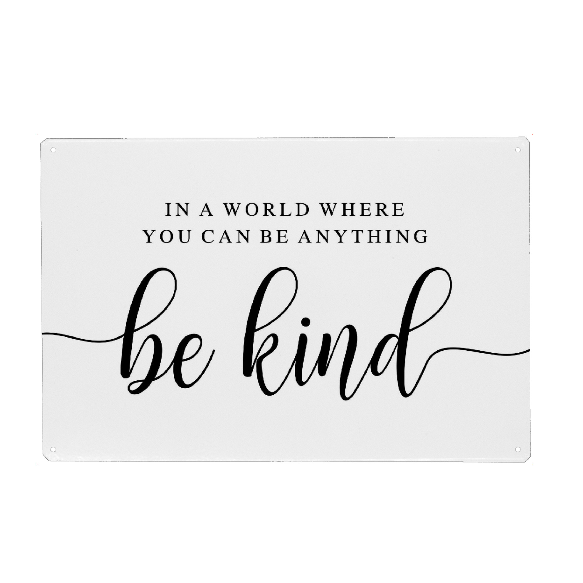 Metall Poster "*Be Kind*" artboxONE - Typografie,Schwarzweiß - Bedroom wall decor,Living room decor,Bedroom quotes,Kids room decor,Quote,Kind