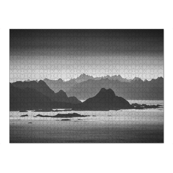 Puzzle Ravensburger "Lofoten monochrome" artboxONE - Natur,Schwarzweiß - Lofoten,Nordnorwegen,Bergketten - Bild lofoten