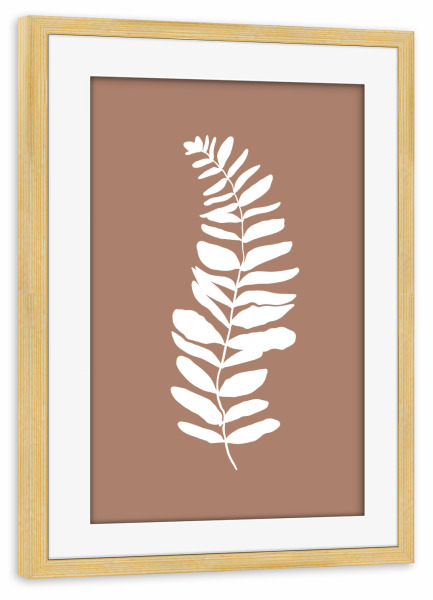 Poster mit Rahmen kiefer "Minimalist Fern Leaf" artboxONE - Floral - Fern,Leaf,Burnt orange