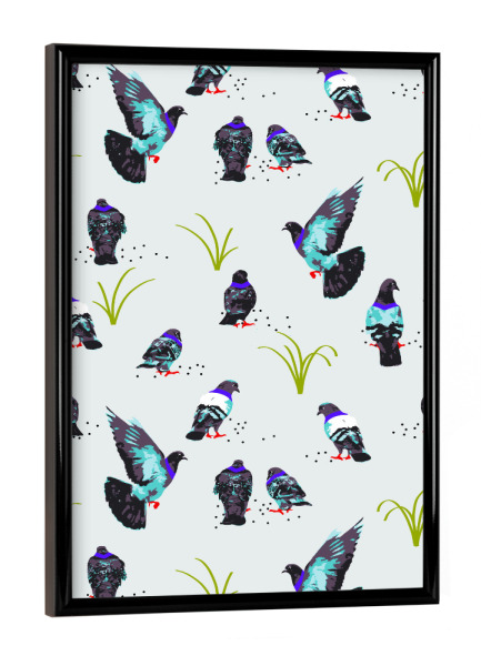 Poster mit schwarzem Rahmen "Pigeons Pattern" artboxONE - Tiere