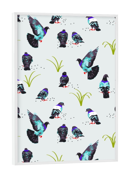 Poster mit weißem Rahmen "Pigeons Pattern" artboxONE - Tiere