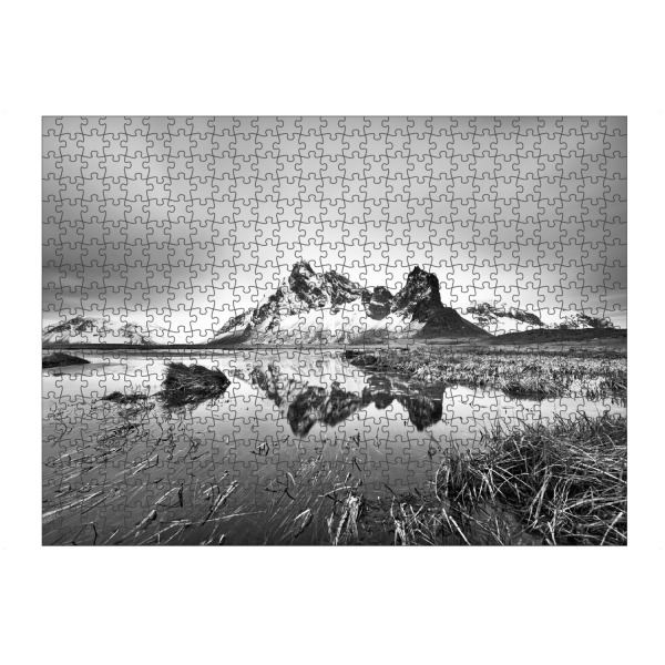 Puzzle Ravensburger "Berge mit Spiegelung" artboxONE - Natur,Reise,Schwarzweiß,Reise / Länder
