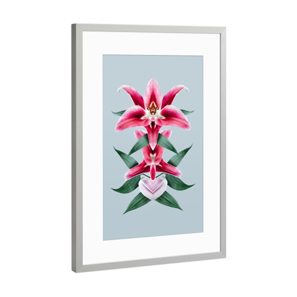 Poster mit Rahmen Silber "Flower Caleidoscope" artboxONE - Floral