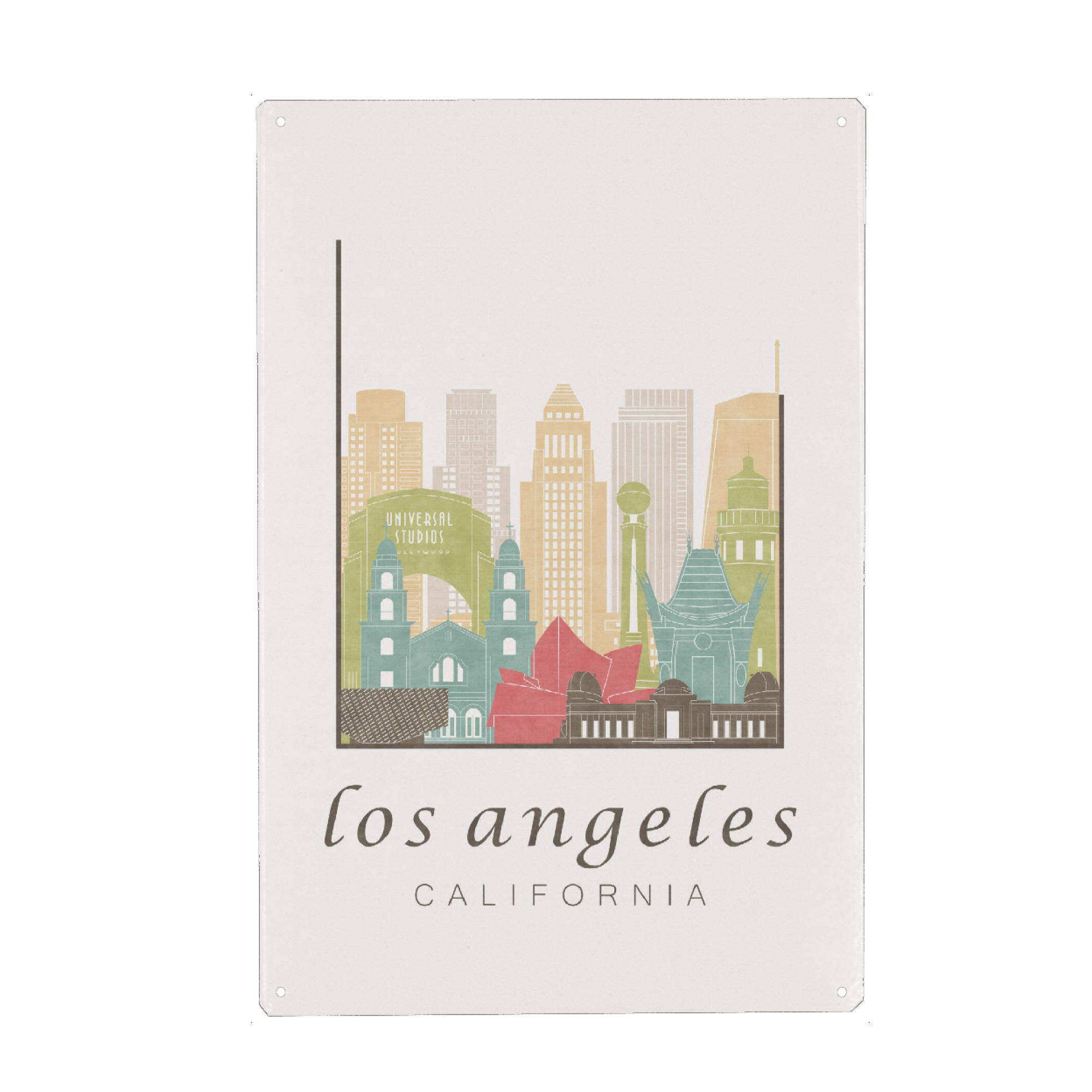 Metall Poster "Los Angeles skyline, pastel" artboxONE - Städte / Los Angeles,Kartografie