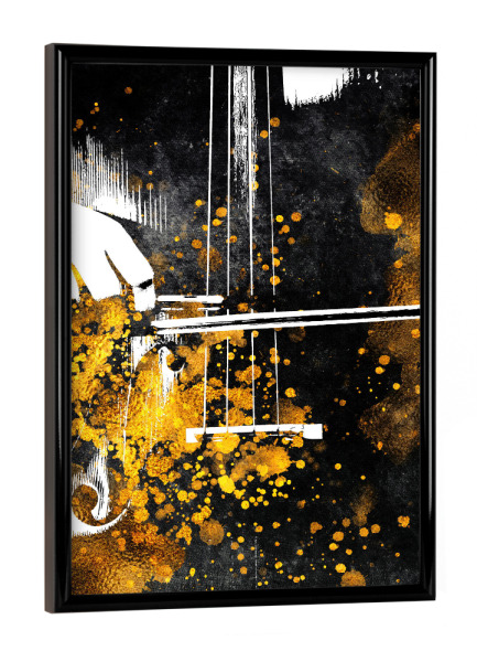 Poster mit schwarzem Rahmen "Violin art" artboxONE - Musik - Music,Instrument,Violin,String,Gold,Black,Violins,Violine,Violinist,Violino
