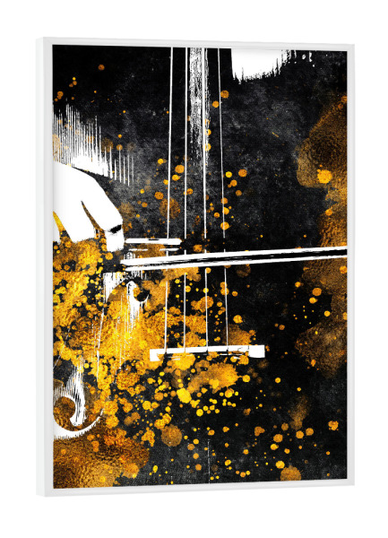 Poster mit weißem Rahmen "Violin art" artboxONE - Musik - Music,Instrument,Violin,String,Gold,Black,Violins,Violine,Violinist,Violino