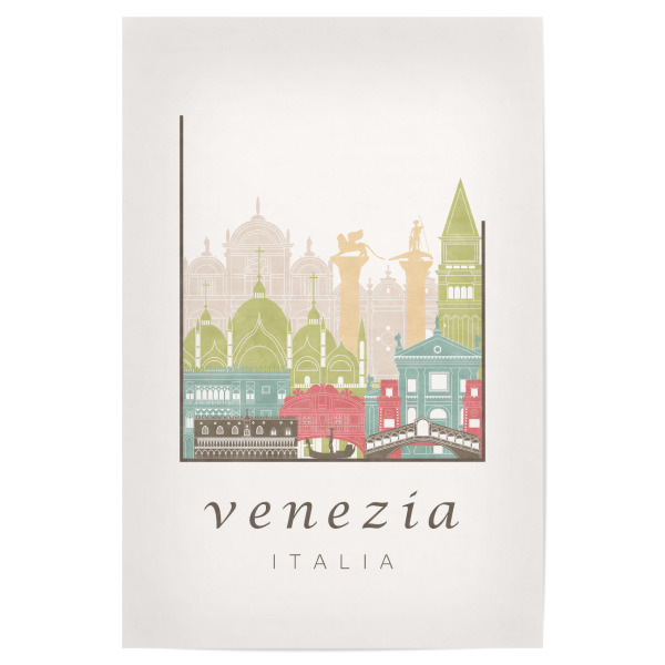 Poster 30x20 cm "Venice pastel skyline" artboxONE - Städte / Venedig,Kartografie