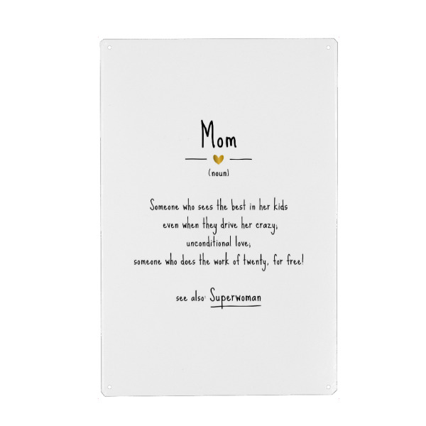 Metall Poster "Mom | Definition" artboxONE - Typografie,Menschen,Schwarzweiß,Liebe,Für Mama