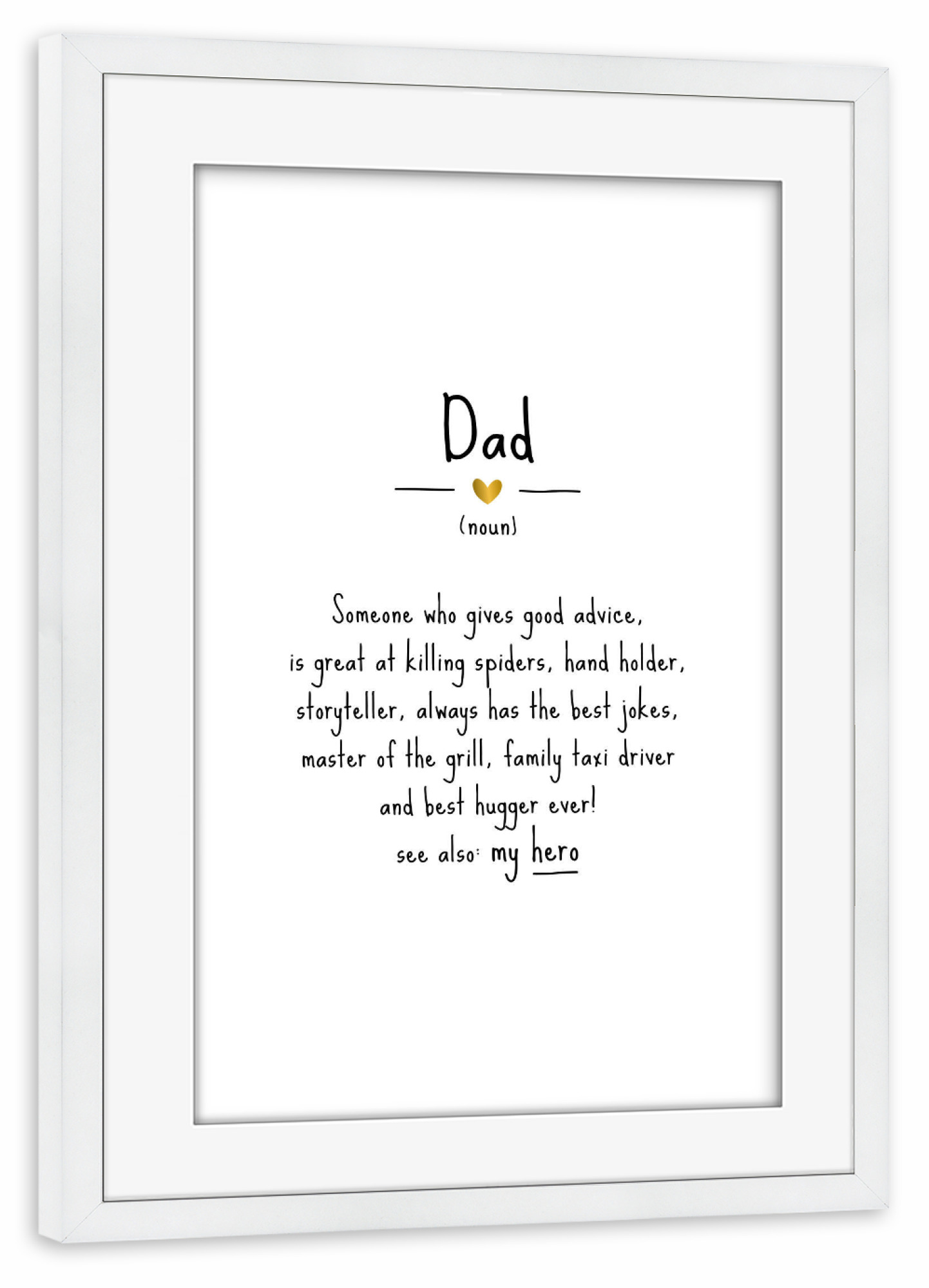 Poster mit Rahmen weiß "Dad | Definition" artboxONE - Typografie,Schwarzweiß,Liebe,Für Papa,Männer