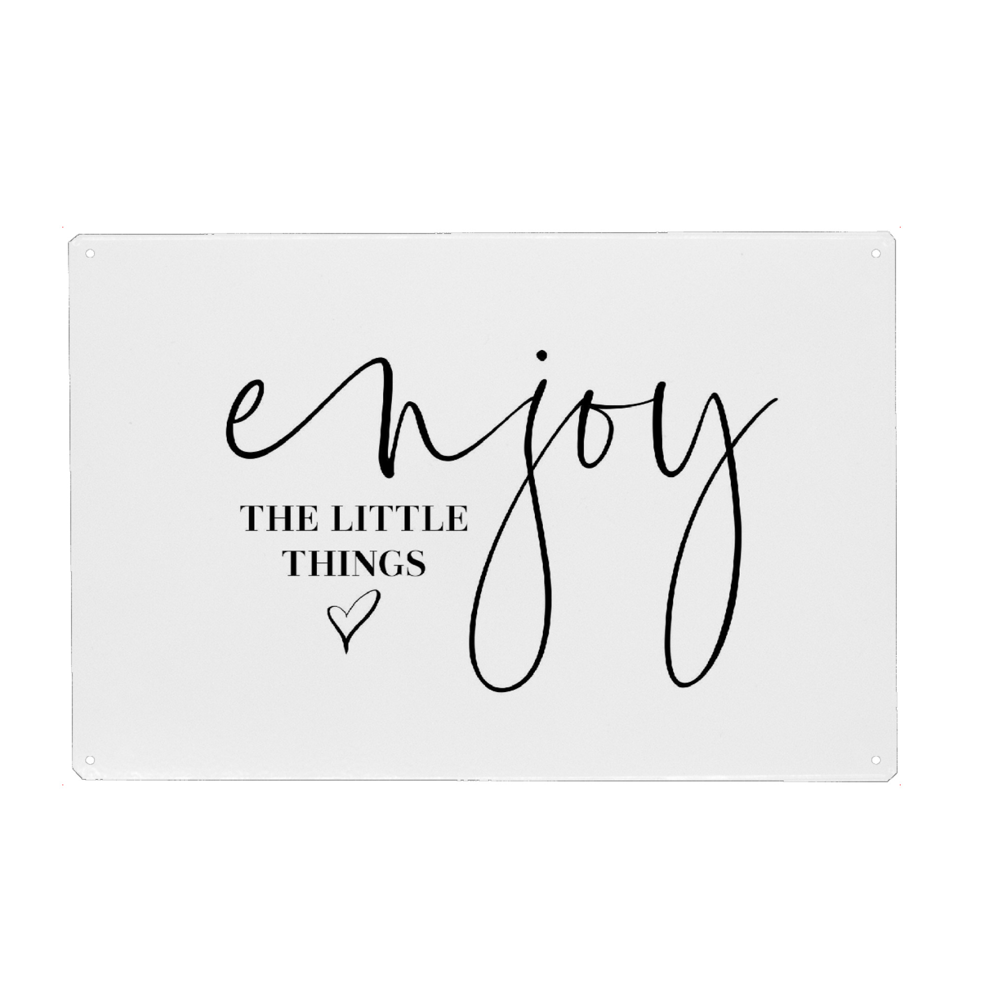 Metall Poster "Enjoy little things" artboxONE - Typografie,Schwarzweiß