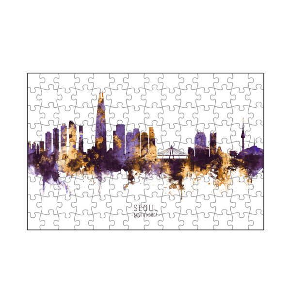 artboxONE Puzzle "Seoul Skyline PurpleGold" artboxONE - Städte - Seoul,South korea,Skyline,Cityscape,Stadtbild,Watercolor,Painting - Bild seoul