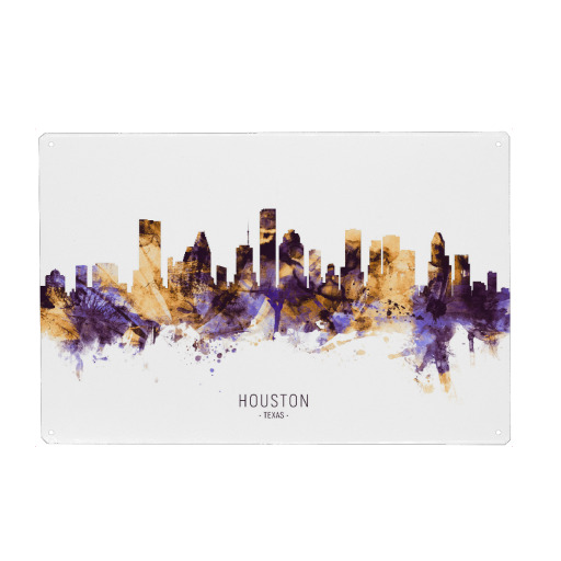 Houston Texas Skyline PurpleGold