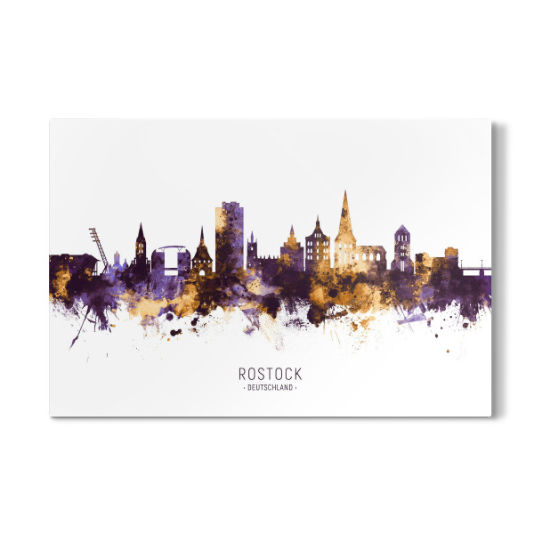 Galerie-Print "Rostock Germany Skyline PurpleGold" 30x20 cm artboxONE