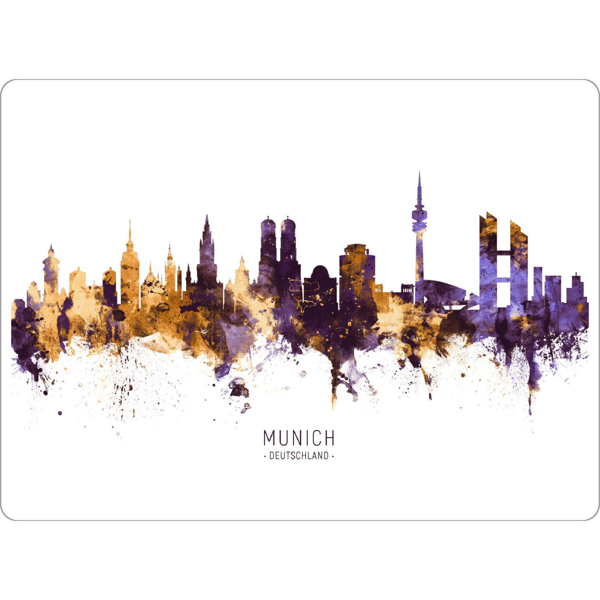 Tischset "Munich Germany Skyline PurpleGold" artboxONE - Städte,Städte / München - Munich,Germany,Skyline,Cityscape,Stadtbild,Watercolor,City