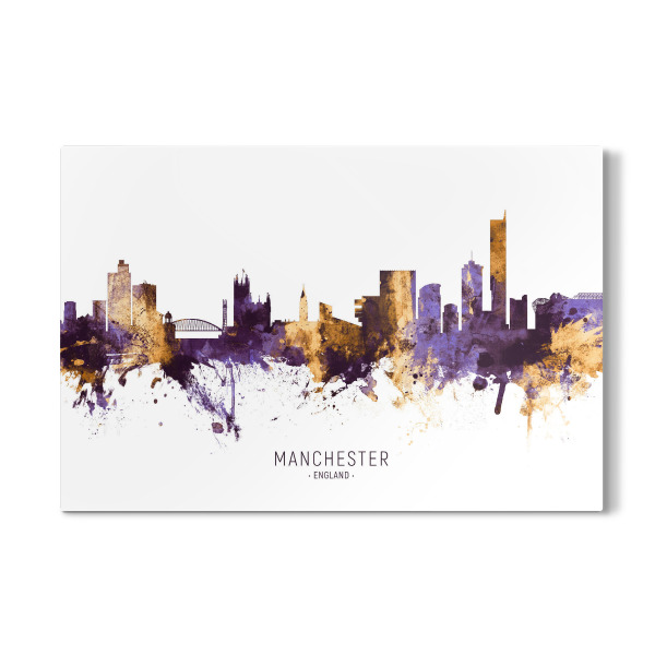 Galerie-Print "Manchester Skyline PurpleGold" 30x20 cm artboxONE