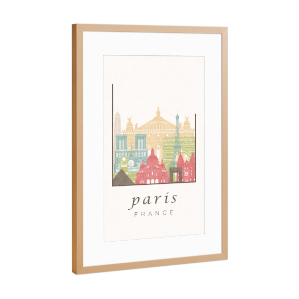 Poster mit Rahmen Kupfer "Paris skyline, pastel" artboxONE - Städte,Reise,Städte / Paris