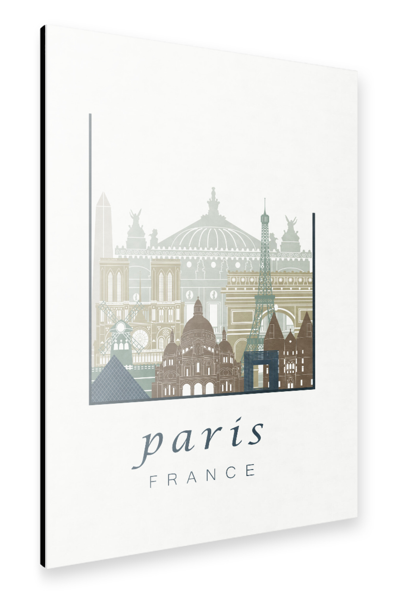 Alu-Dibond "Paris skyline light blue" 75x50 cm artboxONE