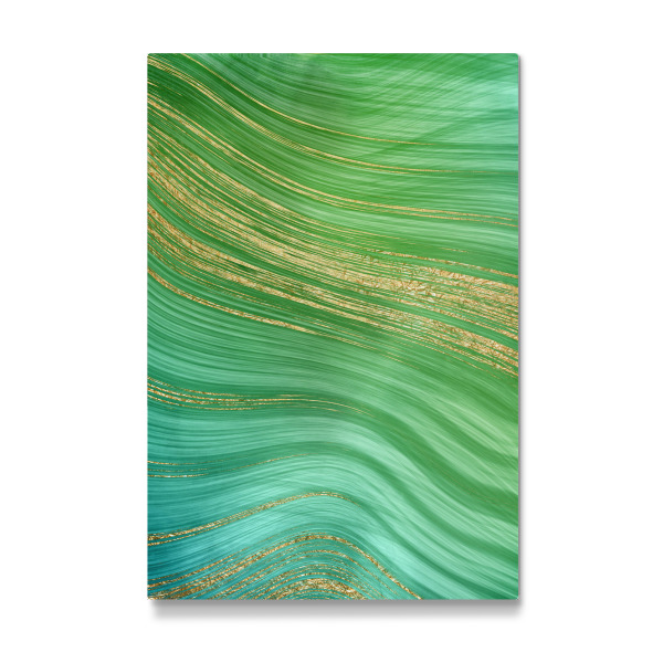 Galerie-Print "Gold Glitter Waves on Green Marble" 30x20 cm artboxONE