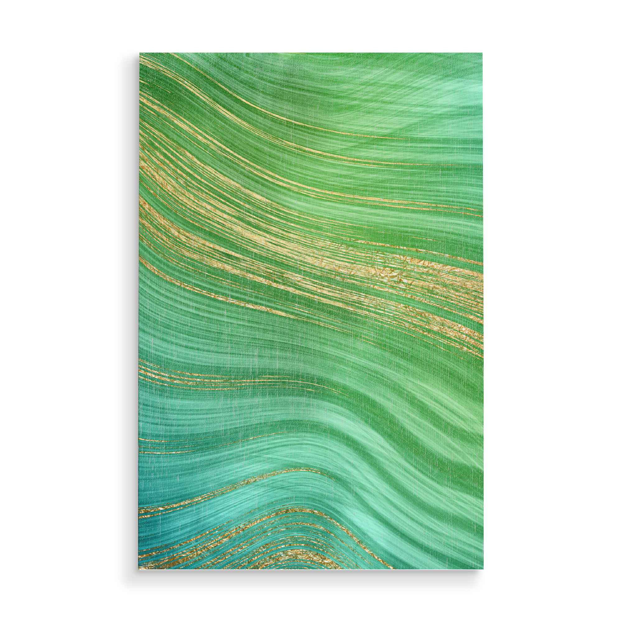 Holzbild "Gold Glitter Waves on Green Marble" artboxONE - Für Mama,Marmor - Marble,Agate,Gemstone
