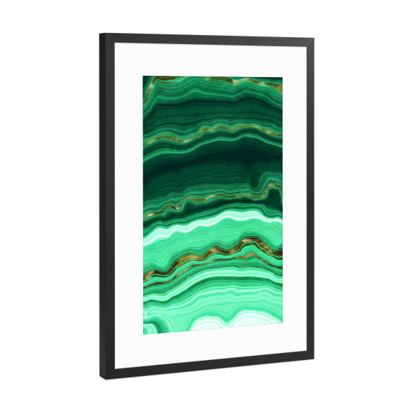 Poster mit Rahmen Schwarz (Metallic) "Green Gold Malachite Marble" artboxONE - Fashion,Für Mama,Marmor - Agate,Gemstone,Marble