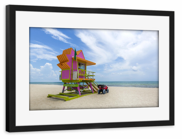 Poster mit Rahmen schwarz "MIAMI BEACH Florida Flair" artboxONE - Reise