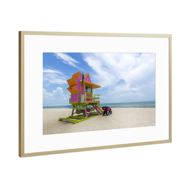 Poster mit Rahmen Gold "MIAMI BEACH Florida Flair" artboxONE - Reise