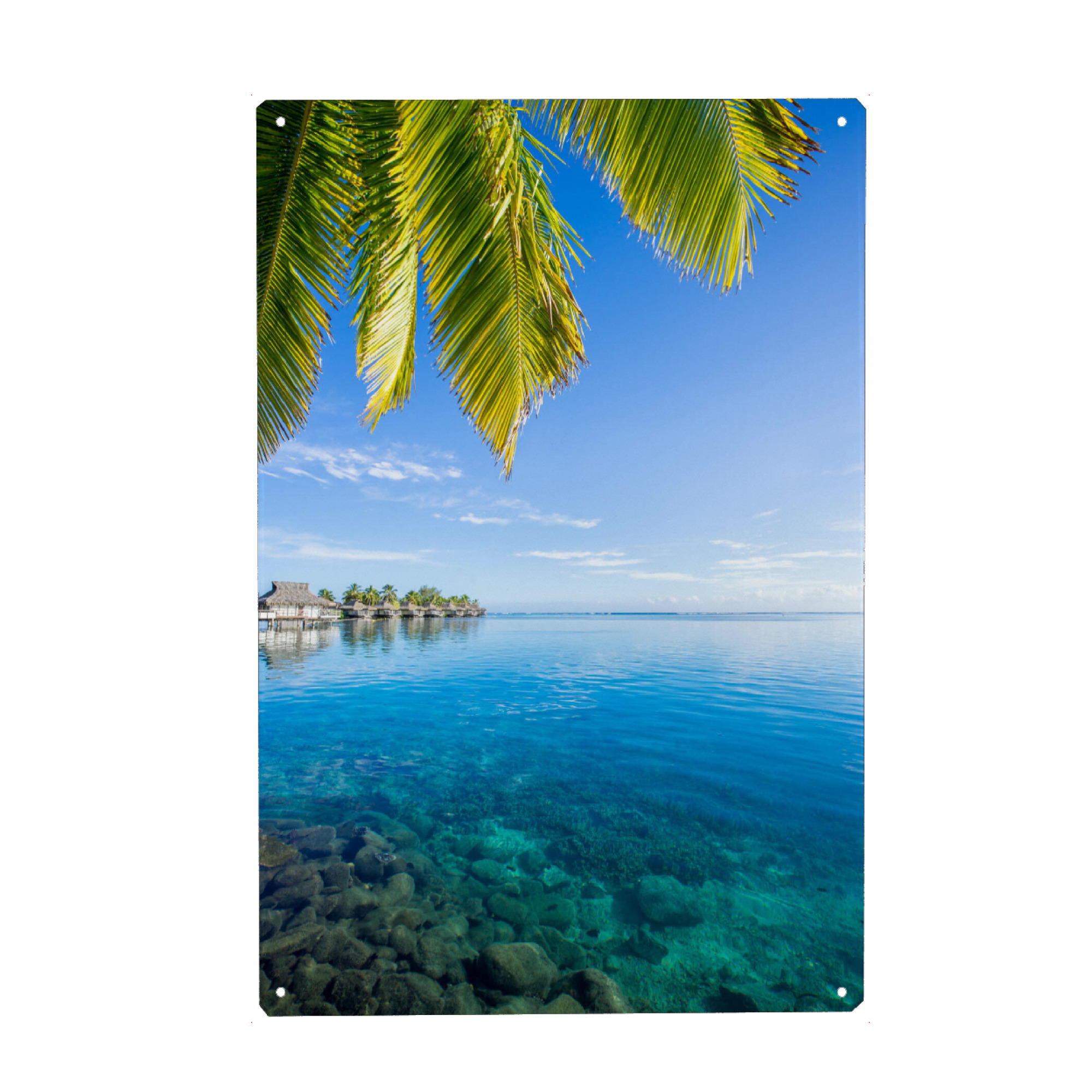 Metall Poster "Blaue Lagune auf Bora Bora" artboxONE - Reise,Reise / Strand und Meer