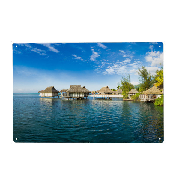 Metall Poster "Urlaub in der Südsee" artboxONE - Reise,Reise / Strand und Meer