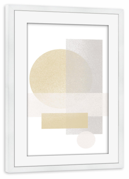 Poster mit Rahmen weiß "Abstraction in Yellow and Grey" artboxONE - Abstrakt - Yellow,Grey,Abstract,Minimal,Circle,Geometry,Shapes
