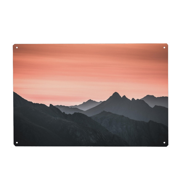 Metall Poster "Bergpanorama" artboxONE - Natur - Lofoten,Norwegen,Berge - Blechschild