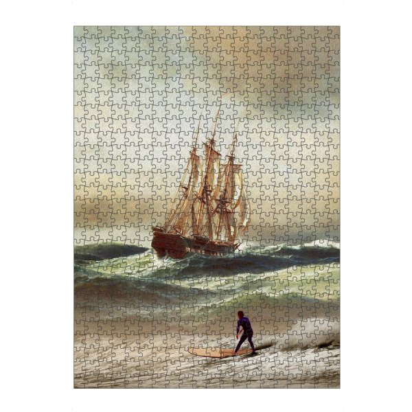 Puzzle Ravensburger "SURFING BACK IN TIME" artboxONE - Reise / Strand und Meer,Fiktion,Lustig