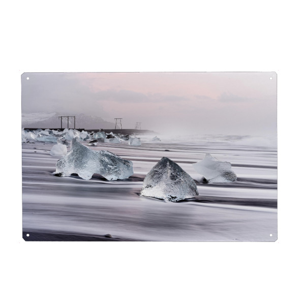 Holzbild "Morgenlicht am Eisstrand in Island" artboxONE - Natur,Reise,Reise / Strand und Meer,Reise / Länder