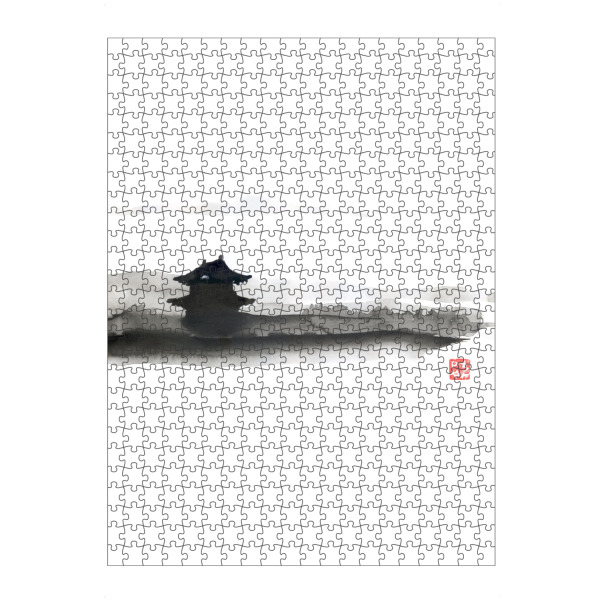 artboxONE Puzzle "Temple in the myst" artboxONE - Natur,Schwarzweiß - Myst,Temple,Tree,Japan,China,Sumie - Bild myst